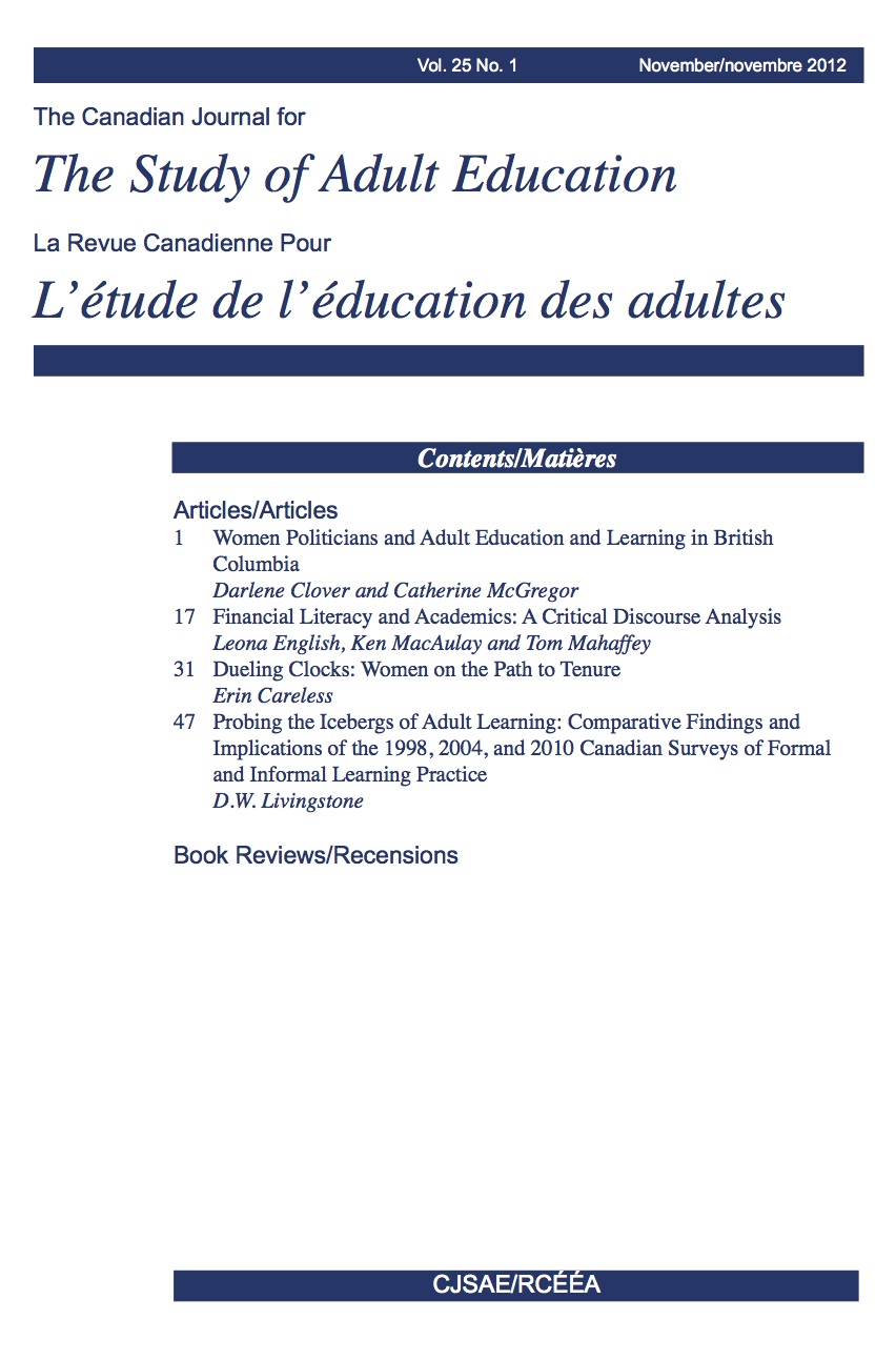 CJSAE/RCÉÉA Volume 25, Issue 1