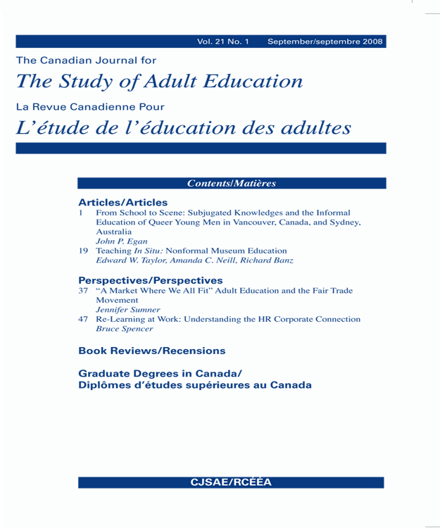 					View Vol. 21 No. 2 (2009): Adult Education in Troubling Times
				